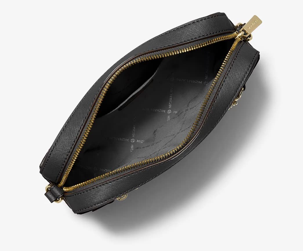 Michael Kors Jet Set de piel Saffiano negra con cadena dorada 2